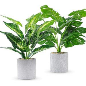 2pcs Fake Plants 16" Faux Plants Artificial Potted Plants Indoor for Home Office